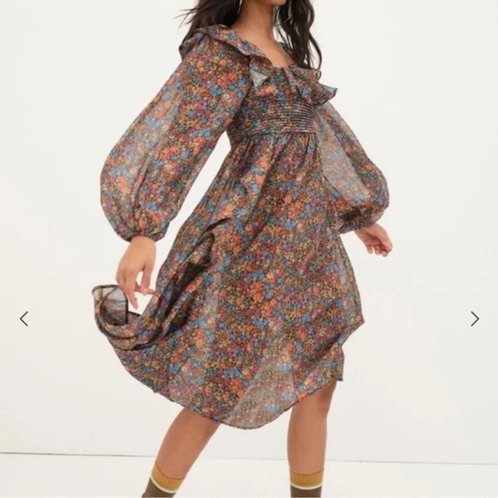 NWT For Love & Lemons Brittany Midi Ditsy Floral Midi Dress